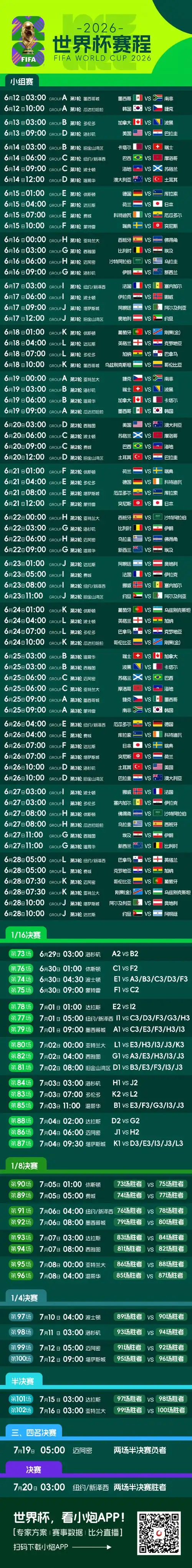 2026美加墨世界杯倒计时！国足能否圆梦？最新赛程长图解析